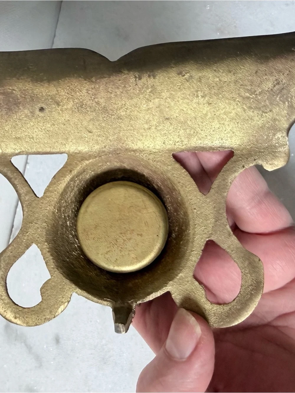 Brass Ink Well and Pen Rest - Antique-Style Brass Finish